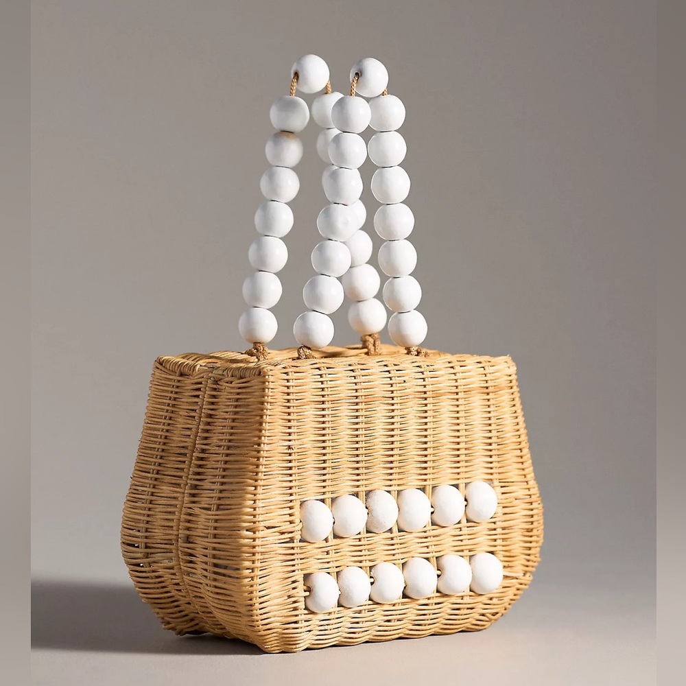 NWT ANTHROPOLOGIE BALI BEADED STRAW SATCHEL🤍🤎🤍🤎🤍🤎🤍🤎🤍🤎🤍🤎🤍🤎🤍🤎